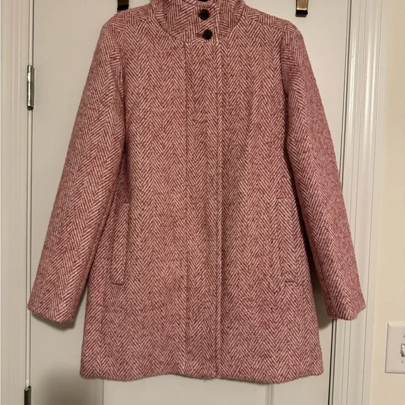 J. Crew Pink Herringbone Wool Blend Pea Coat - Picture 5 of 10